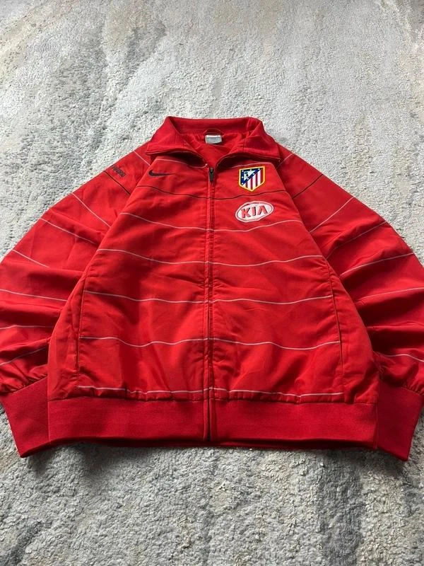 Vintage 2008-09 Nike Atlético Madrid Jaqueta de Treino Vermelha Cinza com Zíper Tamanho P – photo 8